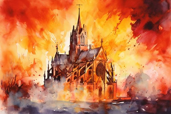  church of Notre Dame on fire