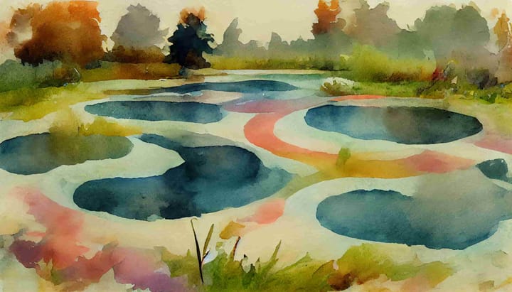 watercolor ripple in a small pond