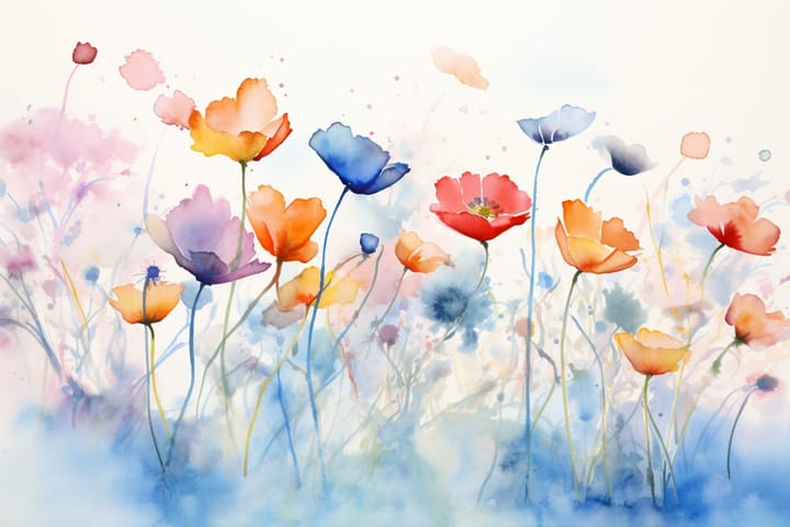 abstract watercolor illustration of wildflowers